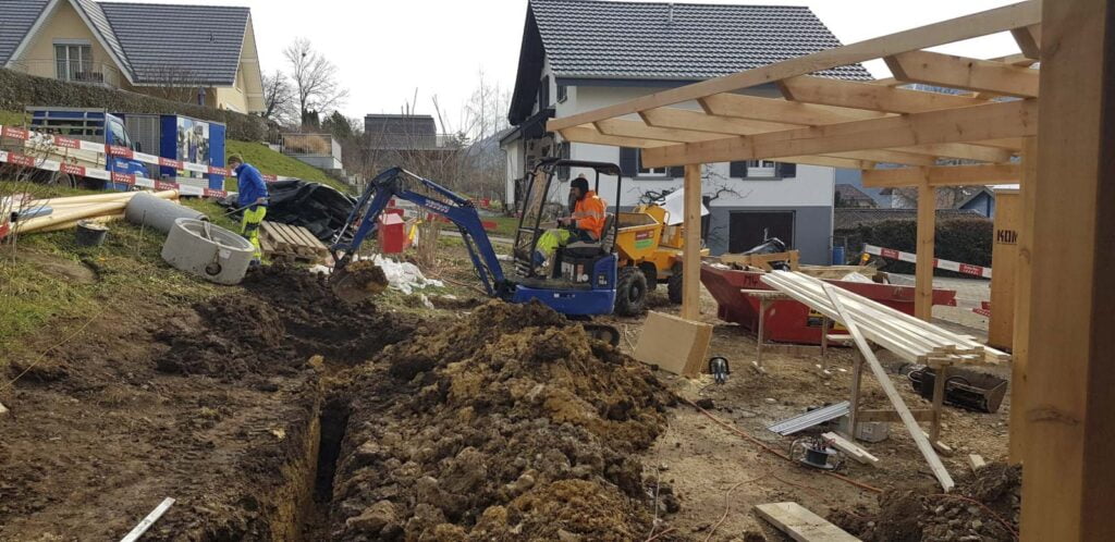 Aushub für Kanalisation